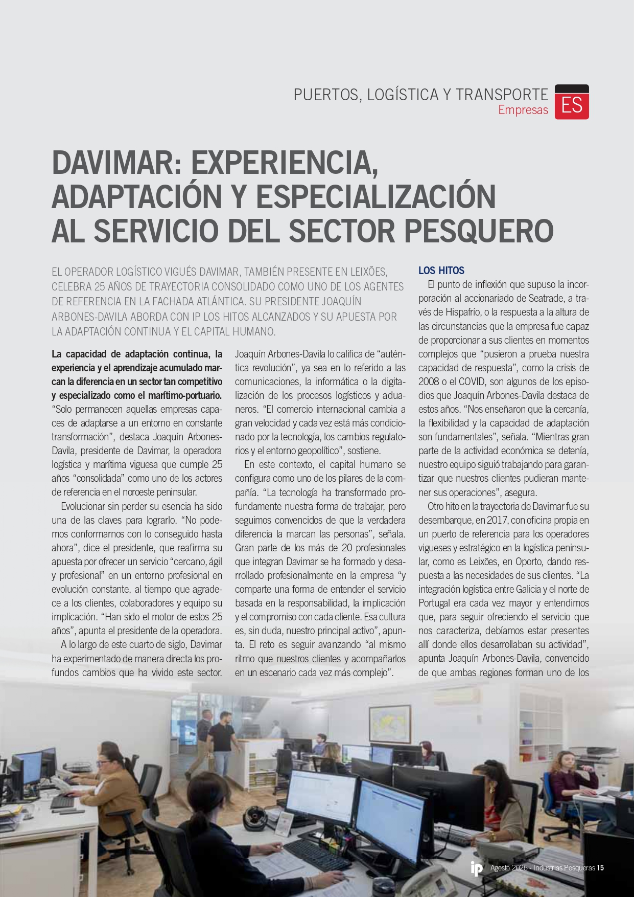 Reportaje sobre Davimar en Industrias Pesqueras